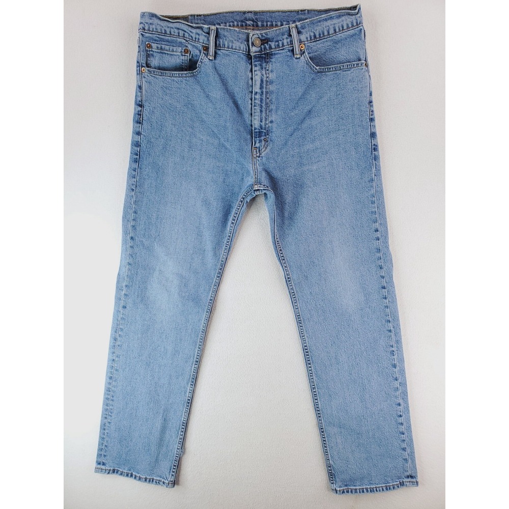 Levis 505 Jeans Mens 38x32 Blue Regular Straight Stone Wash Work Pants Red Tab